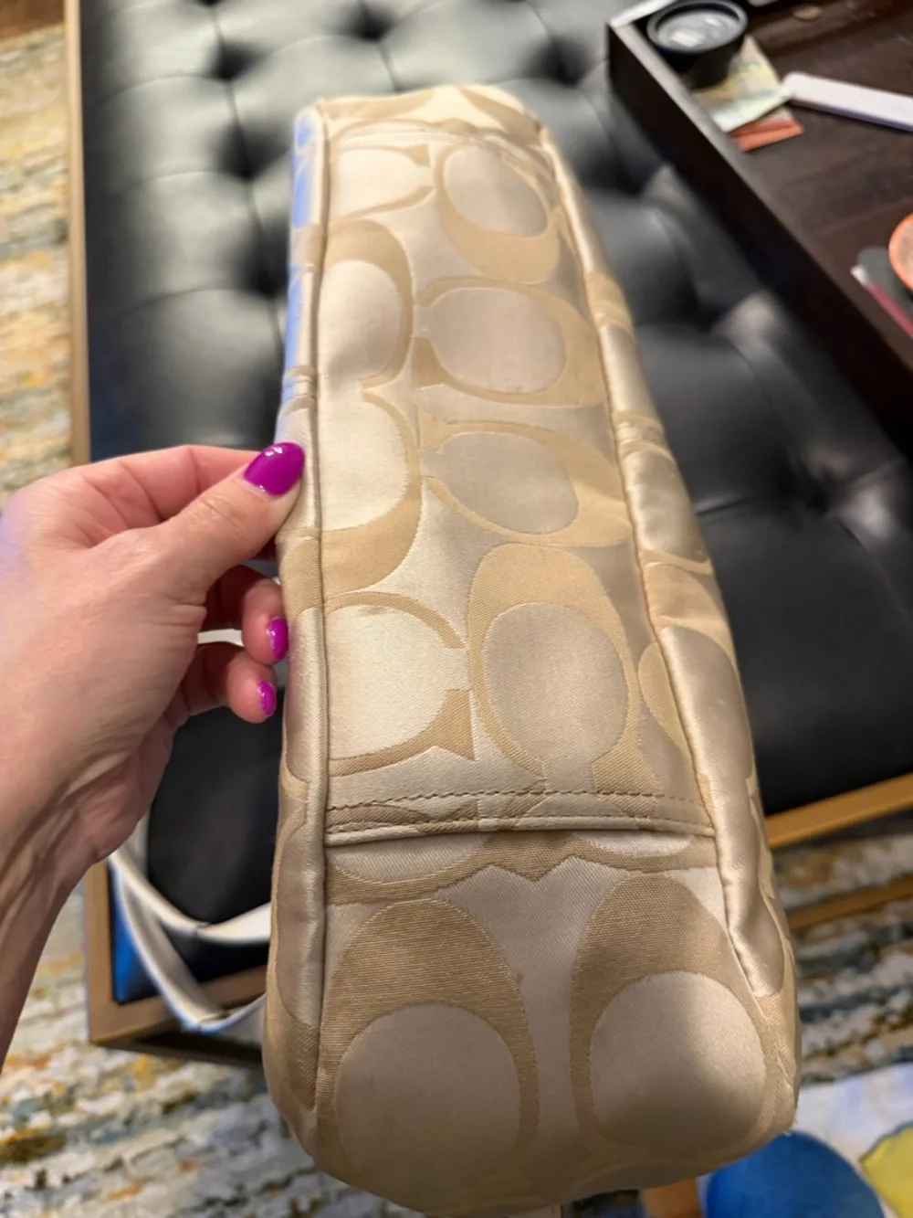 Coach Signature Canvas Tote in Beige and White - Picture 3 of 12